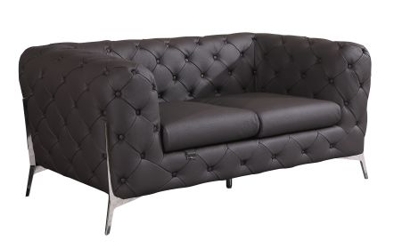 Global United Transitional Top Grain 100% Italian Leather Upholstered Loveseat