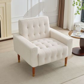 Mirod Classic Biscuit-Style Accent Chair - Comfortable Armrests, Soft Fabric, Elegant Solid Wood Legs with Gold Finish, Easy Assembly