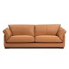 89.76 Inch Top Genuine Leather Sofa, 3 Seater Leather Couch, Mid-Century Modern Couch for Living Room Bedroom Apartment Office, Tan