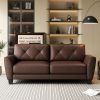 82" Genuine Leather match Two-Over-Two Sofa Living room coach Transitional sofa - Honey Brown