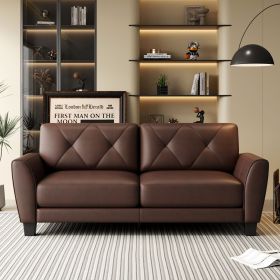 82" Genuine Leather match Two-Over-Two Sofa Living room coach Transitional sofa - Honey Brown