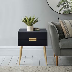Black and Gold Side Table with 2 Drawer