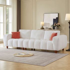 111.81 Inch Convertible Sectional Sofa Couch, L Shaped Sofa with Fabric Couch,Modern Design Cream Style Marshmallow Sofa for Living Room and Office