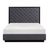 Modern Bedroom Furniture Charcoal Finish 1pc Eastern King Bed Tufted Headboard Fabric Upholstery Nailhead Trim Stylish Bed