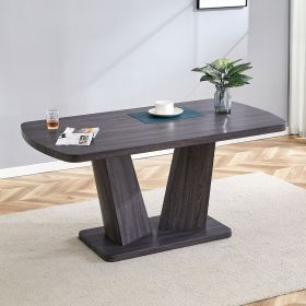 Modern Dining Table, Dining Room Table with 63" Rectangle Top and V-Shape MDF Base, Kitchen Dining Table for Kitchen Living Dining Room