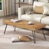 ON-TREND Modern Coffee Table, Easy Assembly Tea Table, Thicken Cocktail Table with w/Chevron Pattern & Metal Hairpin Legs for Living Room