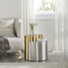 Modern & Contemporary Style End Table Made with Iron Sheet Frame in Gold & Silver