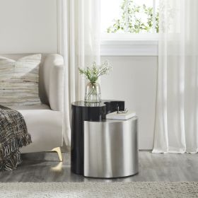 Modern & Contemporary Style End Table Made with Iron Sheet Frame in Black & Silver