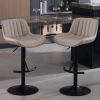 Adjustable swivel Light Luxury Premium bar stool for Kitchen Counter and Dining Room set of 2 KHAKI