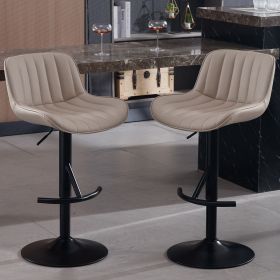 Adjustable swivel Light Luxury Premium bar stool for Kitchen Counter and Dining Room set of 2 KHAKI