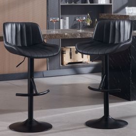 Adjustable swivel Light Luxury Premium bar stool for Kitchen Counter and Dining Room set of 2 Black