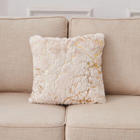 Luxury Chinchilla Faux Fur Gilded Beige Pillow (22 In. x 22 In.)