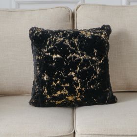 Luxury Chinchilla Faux Fur Gilded Black Pillow (22 In. x 22 In.)