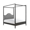 Upholstery Headboard Canopy Queen Bed 1pc Wooden Bedroom Furniture