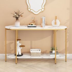 [Old Code: 22504192]Console Table 2 Tier Narrow Entryway Table with Storage Shelves Faux Marble Narrow Table for Living Bedroom Hallway Office Easy As