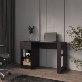 Sun City Computer Desk with a Drawer and Open Storage, Wengue