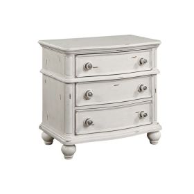 3 Drawers Poplar Nightstand in Antique White Finish