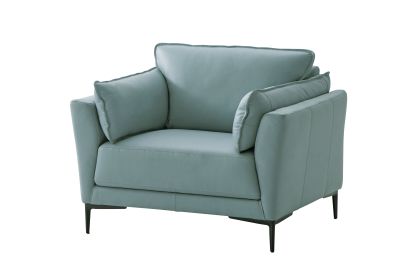 Mesut Sage Green Top Grain Leather & Black Finish Chair
