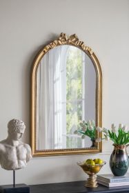 23.6" x 37.3" Baroque Style Gold Arch Mirror
