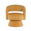 Modern Luxurious Swivel Accent Chair Yellow Soft Corduroy Upholstery Plush Seating Solid Wood Stylish Home Furniture 1pc