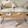 ON-TREND Modern Coffee Table, Easy Assembly Tea Table, Thicken Cocktail Table with w/Chevron Pattern & Metal Hairpin Legs for Living Room