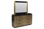 Modern Style 6-Drawer Dresser Made With Mango Wood and Finished with Brass Metal