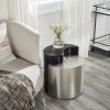 Modern & Contemporary Style End Table Made with Iron Sheet Frame in Black & Silver