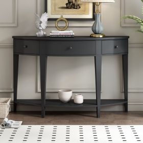 U-Style Modern Curved Console Table Sofa Table with 3 drawers and 1 Shelf for Hallway, Entryway, Living Room
