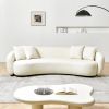 Modern Curved Sofa Mid-Century White Comfy Half Moon Teddy Fabric Couch,101" Upholstered with 4 Throw Pillows for Living Room