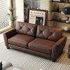 82" Genuine Leather match Two-Over-Two Sofa Living room coach Transitional sofa - Honey Brown