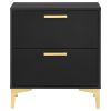 Black and Gold 2-Drawer Rectangular Nightstand