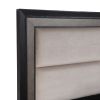 1pc Queen Size Panel Bed Upholstered Headboard Black Brown Finish Gold Finish Legs Solid Wood Wooden Bedroom Furniture