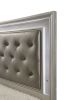Modern Champagne Crocodile Skin Finish Upholstered 1pc Queen Size LED Panel Bed Faux Diamond Tufted Bedroom Furniture