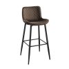 Set of 2 Pub Height Chairs Brown Velvet Upholstery Modern Casual Dining Furniture Metal Legs, 29-inch Seat Height, Bar Chairs