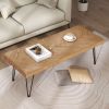 ON-TREND Modern Coffee Table, Easy Assembly Tea Table, Thicken Cocktail Table with w/Chevron Pattern & Metal Hairpin Legs for Living Room