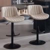 Adjustable swivel Light Luxury Premium bar stool for Kitchen Counter and Dining Room set of 2 KHAKI