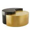 Ying Yang Modern & Contemporary Style 2PC Coffee Table Made with Iron Sheet Frame in Black & Gold