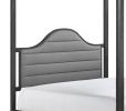 Upholstery Headboard Canopy Queen Bed 1pc Wooden Bedroom Furniture
