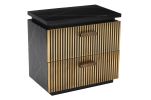 Modern Style 2-Drawer Nightstand Made With Mango Wood and Finished with Brass Metal