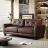 82" Genuine Leather match Two-Over-Two Sofa Living room coach Transitional sofa - Honey Brown