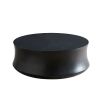 35.43''Fiberglass Round Center Coffee Table for Living Room Vintage Table,Matte Black Table front of the Sofa