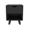Crail Nightstand with 1 Open Storage Shelf, 1 Drawer and Wooden Legs