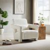 Mirod Sleek Right-Angle Armrests Accent Chairs, Ergonomic Lumbar Support, Square Wooden Block Legs, Inclined Seat for Comfort
