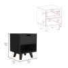 Crail Nightstand with 1 Open Storage Shelf, 1 Drawer and Wooden Legs