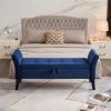 51.5" Bed Bench with Storage Navy Blue Velvet