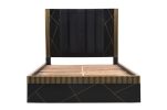 Modern Style Queen Bed Made With Mango Wood and Finished with Brass Metal