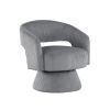 Modern Luxurious Swivel Accent Chair Dark Gray Soft Corduroy Upholstery Plush Seating Solid Wood Stylish Home Furniture 1pc