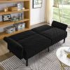 Velvet Futon Couch Convertible Folding Sofa Bed Tufted Couch with Adjustable Armrests for Apartment