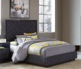 Modern Bedroom Furniture Charcoal Finish 1pc Eastern King Bed Tufted Headboard Fabric Upholstery Nailhead Trim Stylish Bed