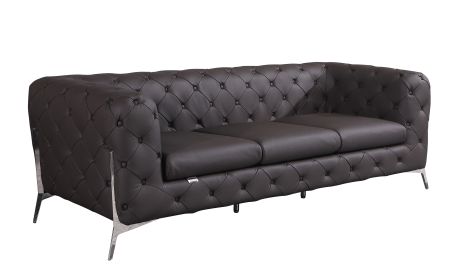 Global United Transitional Top Grain 100% Italian Leather Upholstered Sofa (Color: as Pic)